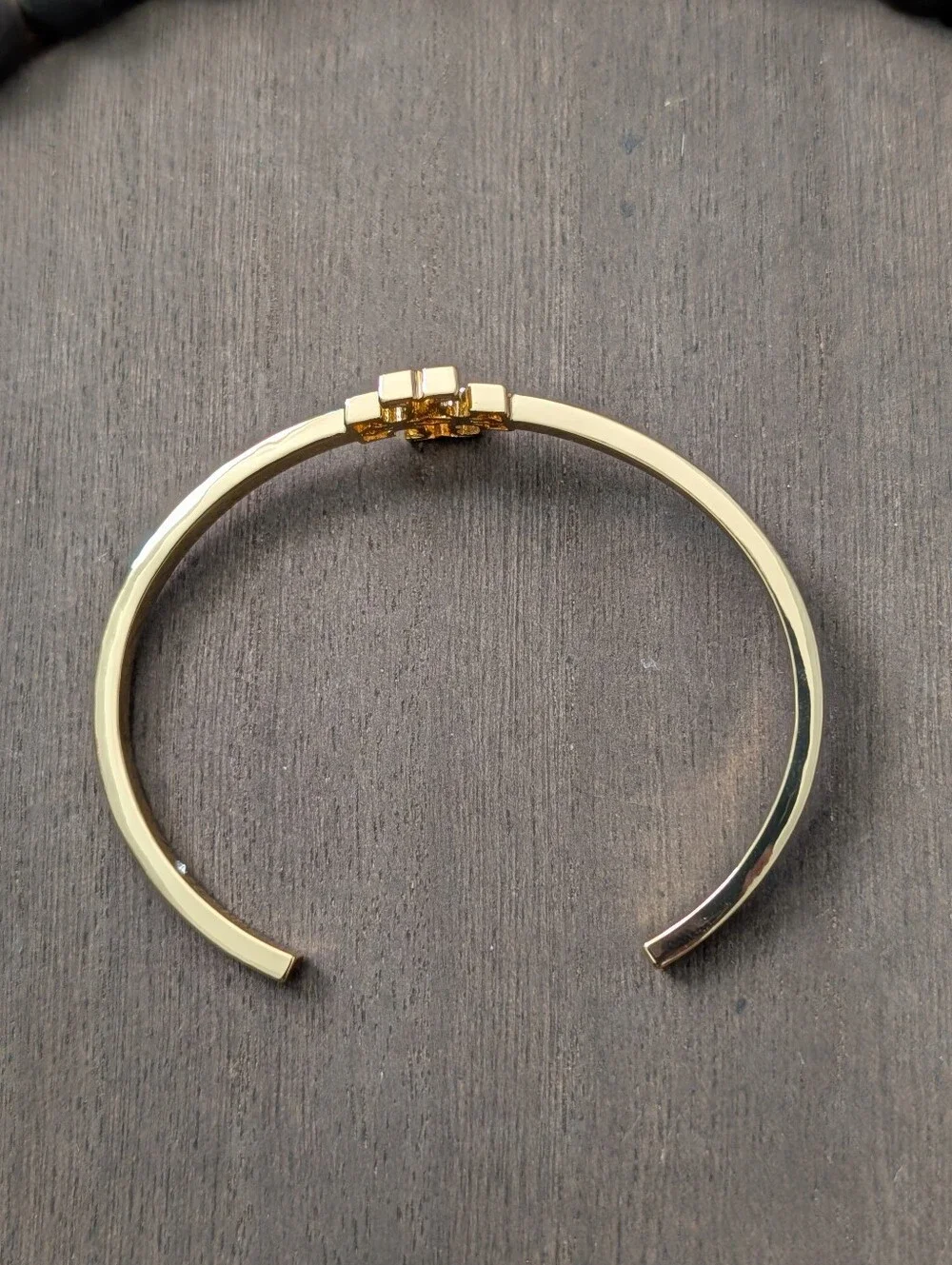 TORY BURCH White Logo Enamel Open Cuff Bangle